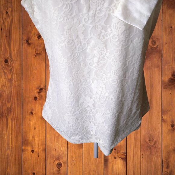 Kenar Women's Large Lace Floral  Coquette Boho Cottagecore Sleeveless Tie Accent - Picture 4 of 7